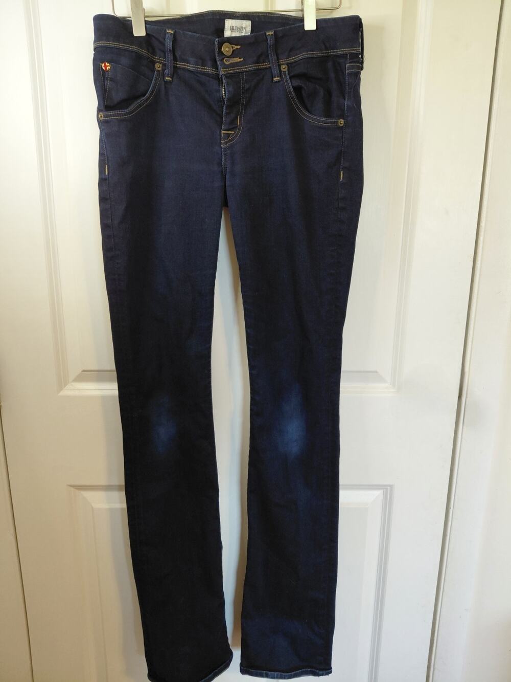Hudson Jeans Beth Baby Boot Super Model Dark Wash Flap Pocket Sz 29 Extra Tall.